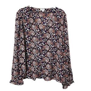 J. Crew floral V-neck button-front shirt top Size XXL‎